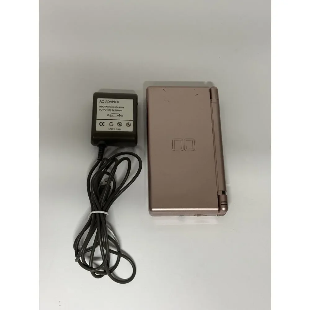 Nintendo DS Lite Metallic Rose Pink Handheld Console Tested Working w/ Charger
